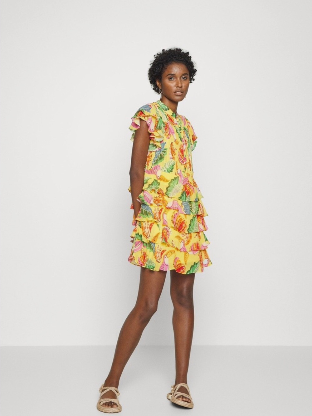Farm Rio Beaks & Bananas Ruffle Mini Dress NEW - Picture 3 of 12